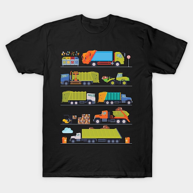 Garbage Trucks Car Kids Boys Girls T-Shirt by MooonTees